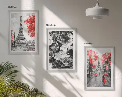 Eiffeltårnet maleri grå vægdekoration til inspiration