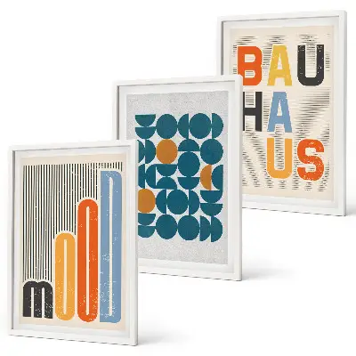 Billedsæt til soveværelset med geometriske Bauhaus-mønstre