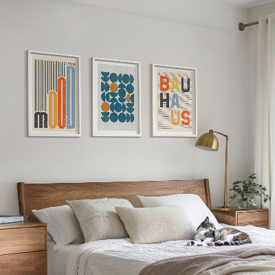 Billedsæt til soveværelset Bauhaus geometriske mønstre