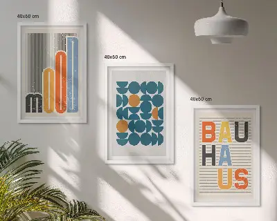 Billedsæt til soveværelset med geometriske Bauhaus-mønstre