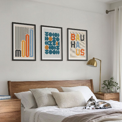 Billedsæt til soveværelset Bauhaus geometriske mønstre