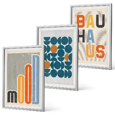 Billedsæt til soveværelset med geometriske Bauhaus-mønstre