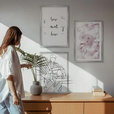 Blomsterfamilie minimalistisk billedvæg inspiration