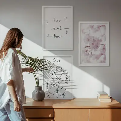 Blomsterfamilie minimalistisk billedvæg inspiration