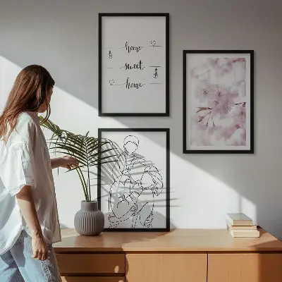 Blomsterfamilie minimalistisk billedvæg inspiration