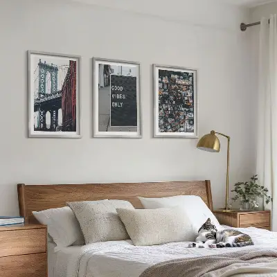 Triptykon med fugleperspektiv af storbybro indrammede billeder