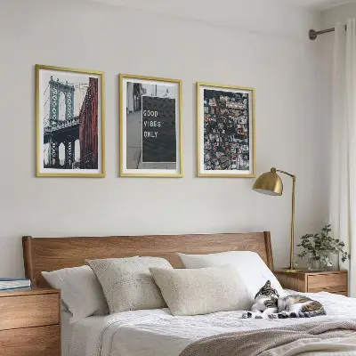 Triptykon med fugleperspektiv af storbybro indrammede billeder