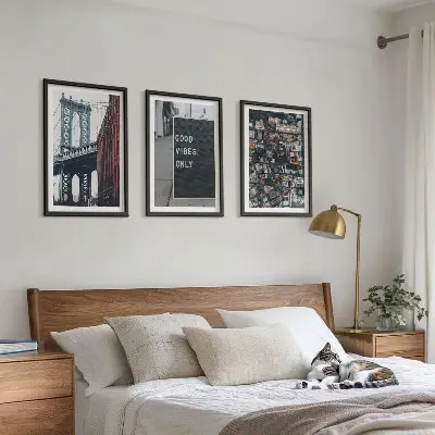 Triptykon med fugleperspektiv af storbybro indrammede billeder