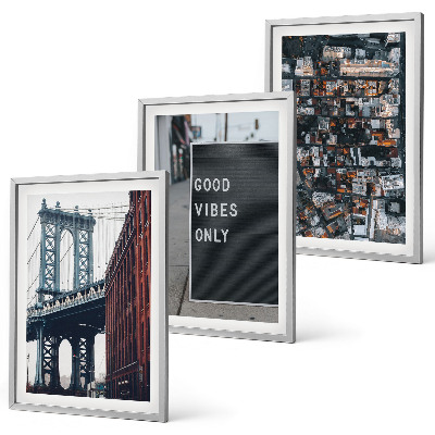 Triptykon billeder med ramme Bridge city inskriptioner fugleudsigt