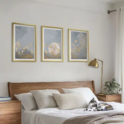 Triptyk med fugle i flugt billeder med ramme