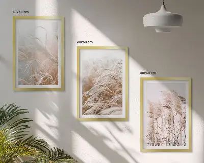 Billedvæg græsmarker i nuancer af brunt og beige