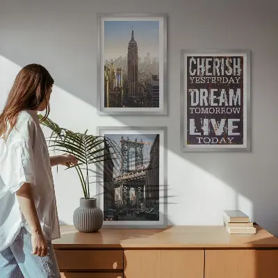 Billedsæt til soveværelset med citat om landskaber i New York