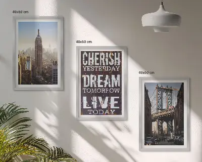 Billedsæt til soveværelset med citat om landskaber i New York