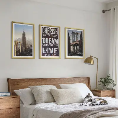 Billedsæt til soveværelset med citat om landskaber i New York