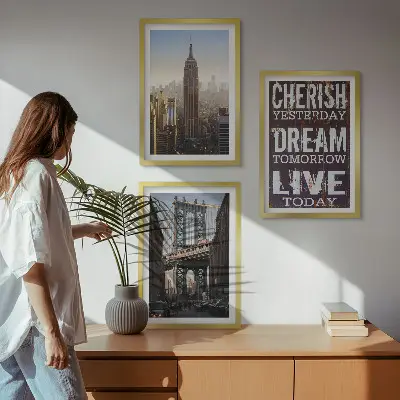 Billedsæt til soveværelset med citat om landskaber i New York