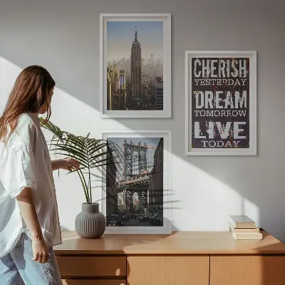 Billedsæt til soveværelset med citat om landskaber i New York