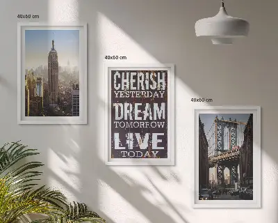 Billedsæt til soveværelset med citat om landskaber i New York