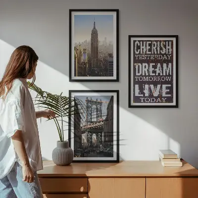 Billedsæt til soveværelset med citat om landskaber i New York
