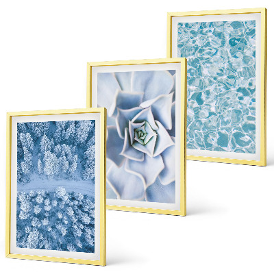 Triptykon billeder med ramme Vinterskov blå blomst vand