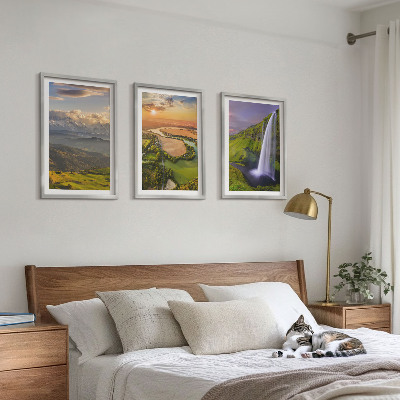 Triptykon billeder med ramme Bjergfloder vandfald natur
