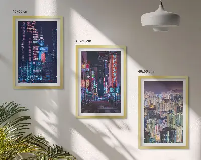 Billedsæt til soveværelset med motiv af neonlys fra Natbyen