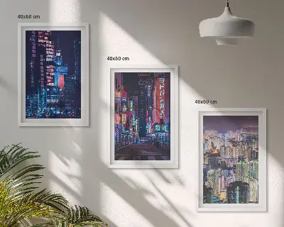 Billedsæt til soveværelset med motiv af neonlys fra Natbyen