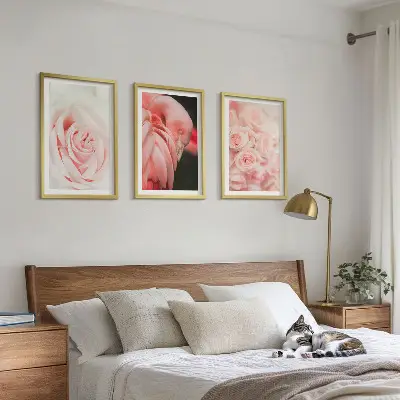Triptyk-billeder med ramme motiv med fine pastelrosa flamingoer