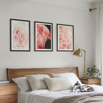 Triptykon billeder med ramme Pastelrosa flamingoer delikat