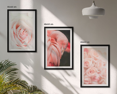 Triptykon billeder med ramme Pastelrosa flamingoer delikat