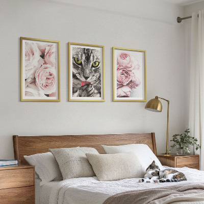 Billedvæg inspiration Kat i lyserøde blomster