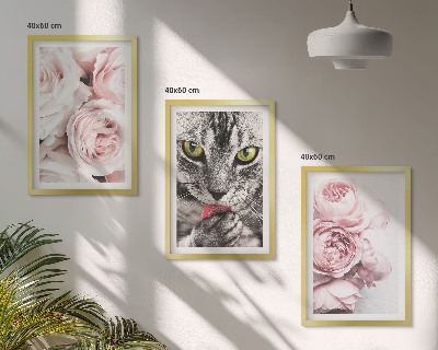 Billedvæg inspiration Kat i lyserøde blomster