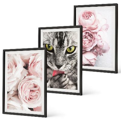 Billedvæg inspiration Kat i lyserøde blomster