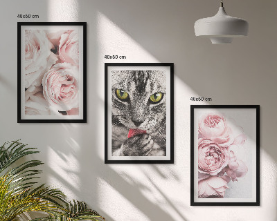 Billedvæg inspiration Kat i lyserøde blomster