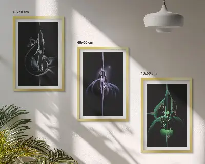 Triptykon med abstrakte sorte farvemønstre triptykon med ramme