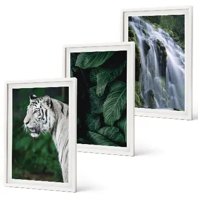 Billedvæg med hvid tiger og vandfald inspiration til din indretning