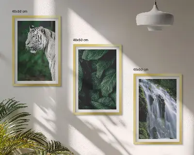 Billedvæg med hvid tiger og vandfald inspiration til din indretning