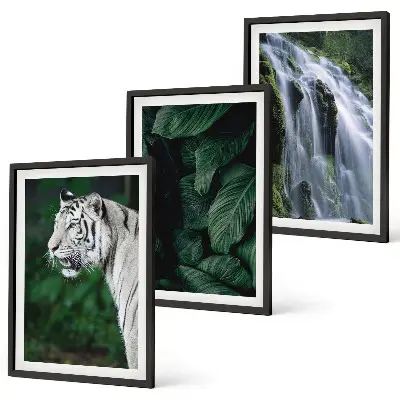 Billedvæg med hvid tiger og vandfald inspiration til din indretning