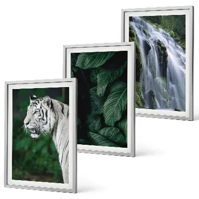 Billedvæg med hvid tiger og vandfald inspiration til din indretning