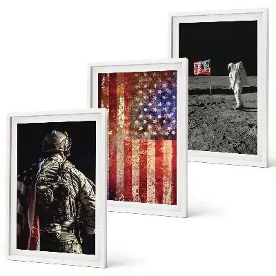 Triptykon med amerikanske flag-motiver billeder leveret med ramme