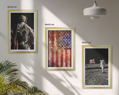 Triptykon billeder med ramme Amerikanske symboler USA flag