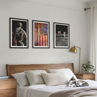 Triptykon billeder med ramme Amerikanske symboler USA flag