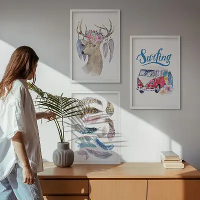 Sengesæt til soveværelset med motiv af gevirhjort og blomster