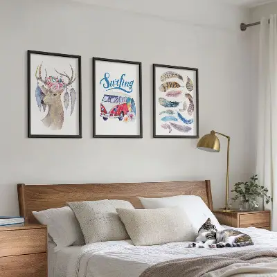 Sengesæt til soveværelset med motiv af gevirhjort og blomster