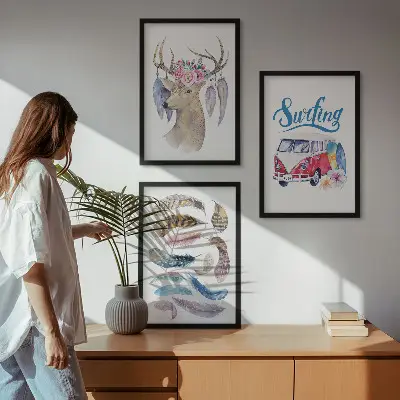 Sengesæt til soveværelset med motiv af gevirhjort og blomster