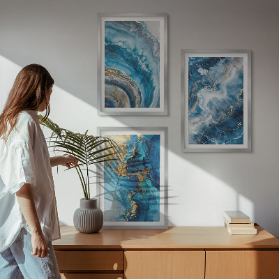 Billedvæg inspiration Blå abstrakte mønstre