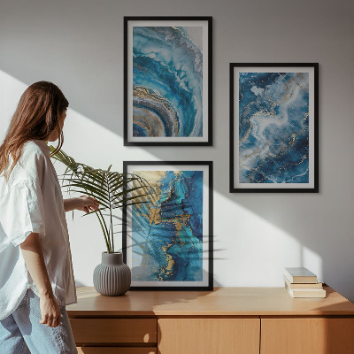 Billedvæg inspiration Blå abstrakte mønstre