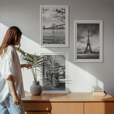 Billedvæg inspiration Udsigt over byen, broer, Eiffeltårnet