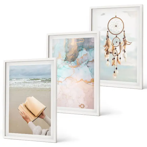 Abstrakt havbillede i boho-stil med ramme