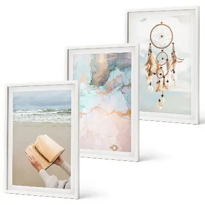 Abstrakt havbillede i boho-stil med ramme