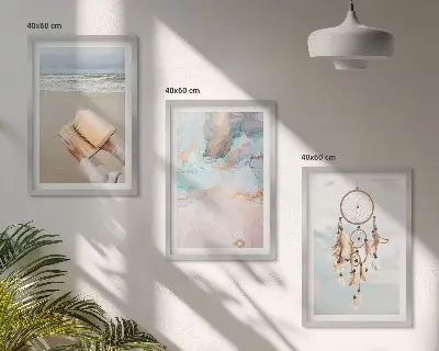 Abstrakt havbillede i boho-stil med ramme